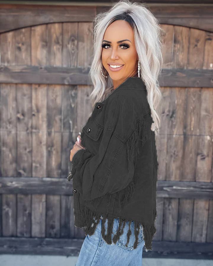 Casual street-style fringed washable coat