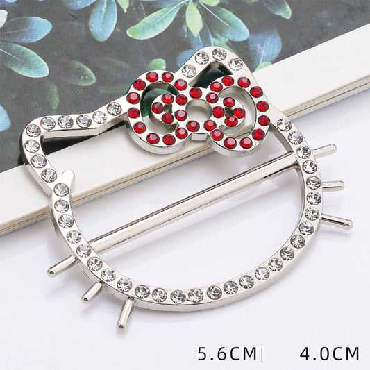 CAT WITH BOW AND DIAMOND BORDER SCARF RING_CWMM2154