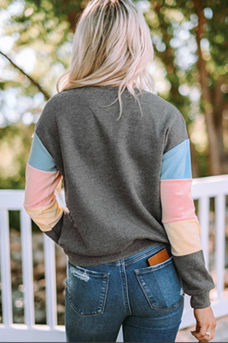 CWOSWL6685_ROUND NECK COLOR MATCHING LONG SLEEVE SHIRT