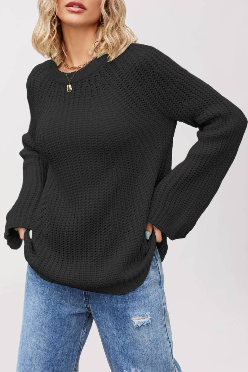 CWOSWL5849_CREW-NECK LONGSLEEVED SWEATER WITH FLARED SLEEVES