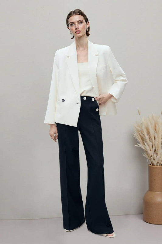 CWBLP2190_BUTTON SIDE ZIP FLARED STRAIGHT LEG PANTS