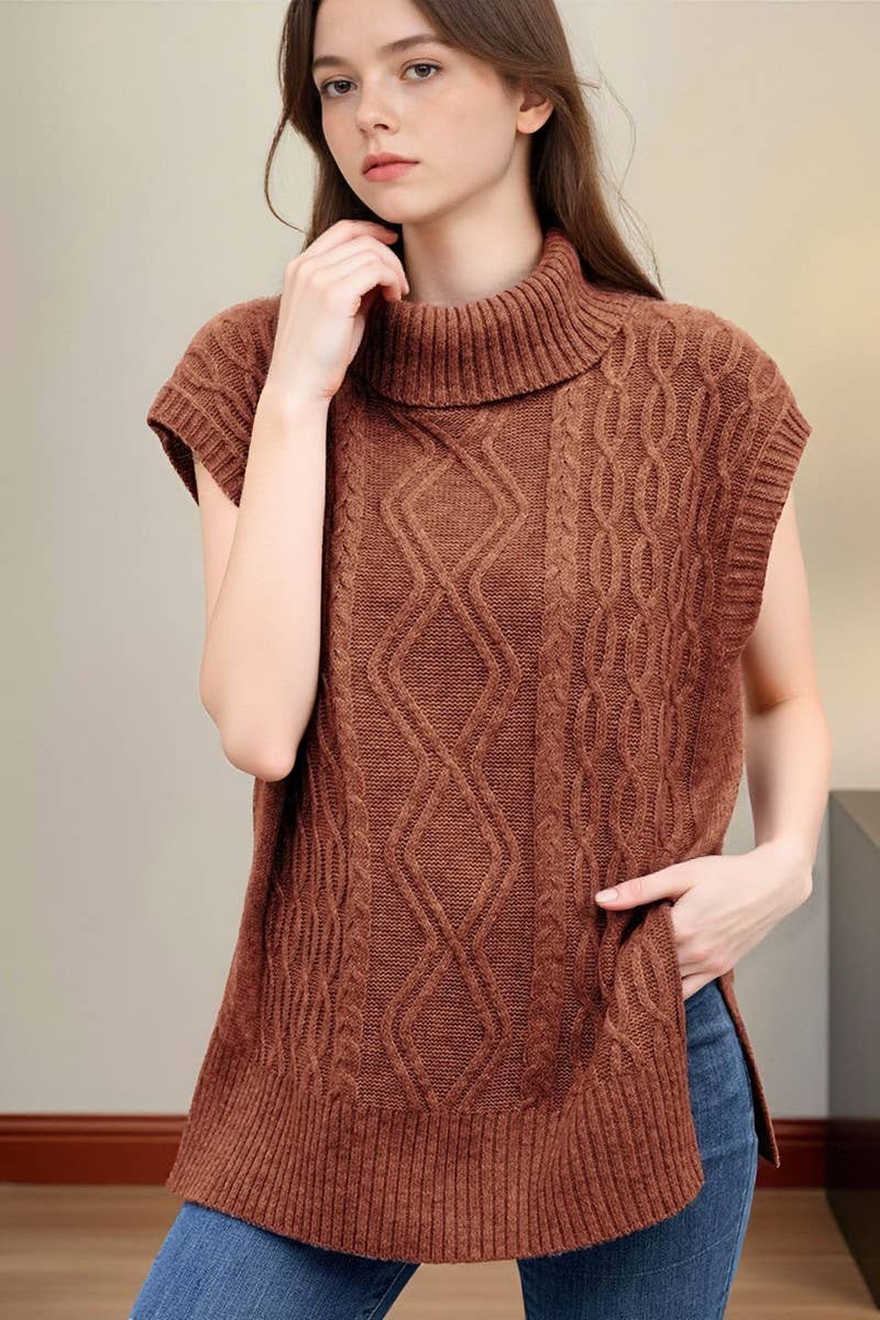 CWOSWSL00162_CASUAL HIGH-NECK SWEATER WAISTCOAT