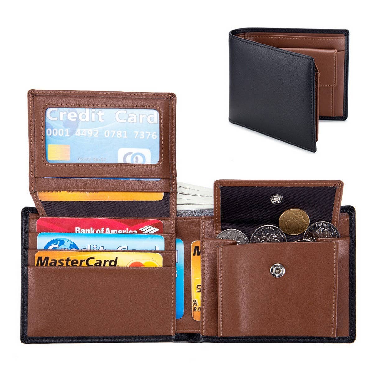 COWHIDE TRI-FOLD WALLET MULTI-FUNCTION RETRO WALLET_CWAB3709