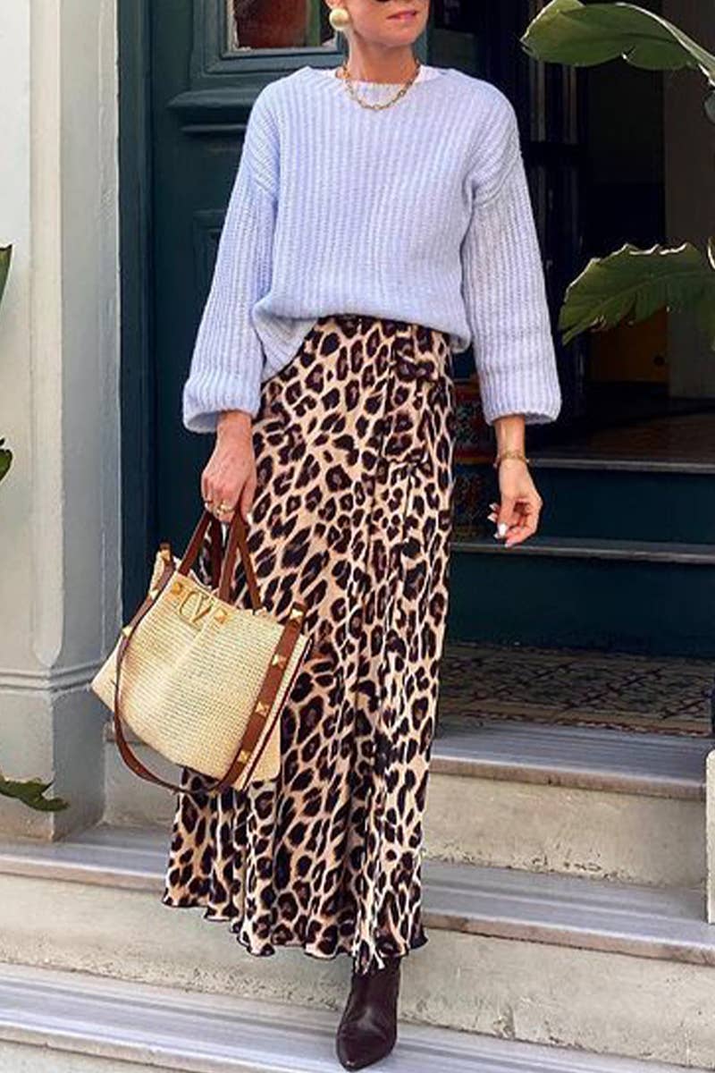 CWBLS0625_SPRING AND SUMMER LEOPARD PRINT BELT SWING SKIRT