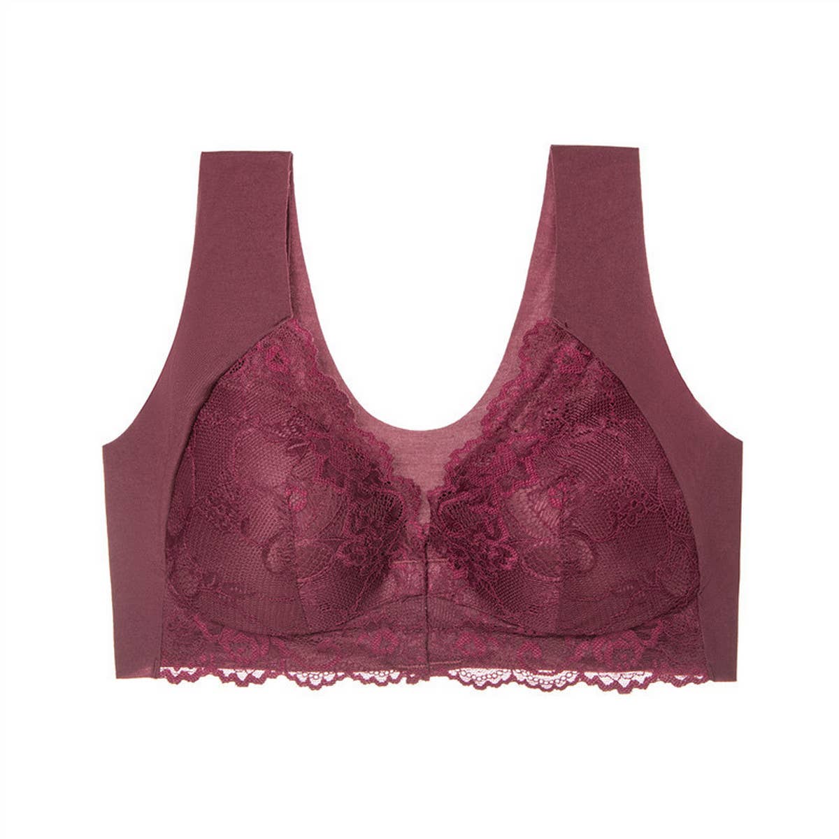 FRONT BUTTON SEAMLESS GATHERED THIN BRALETTE