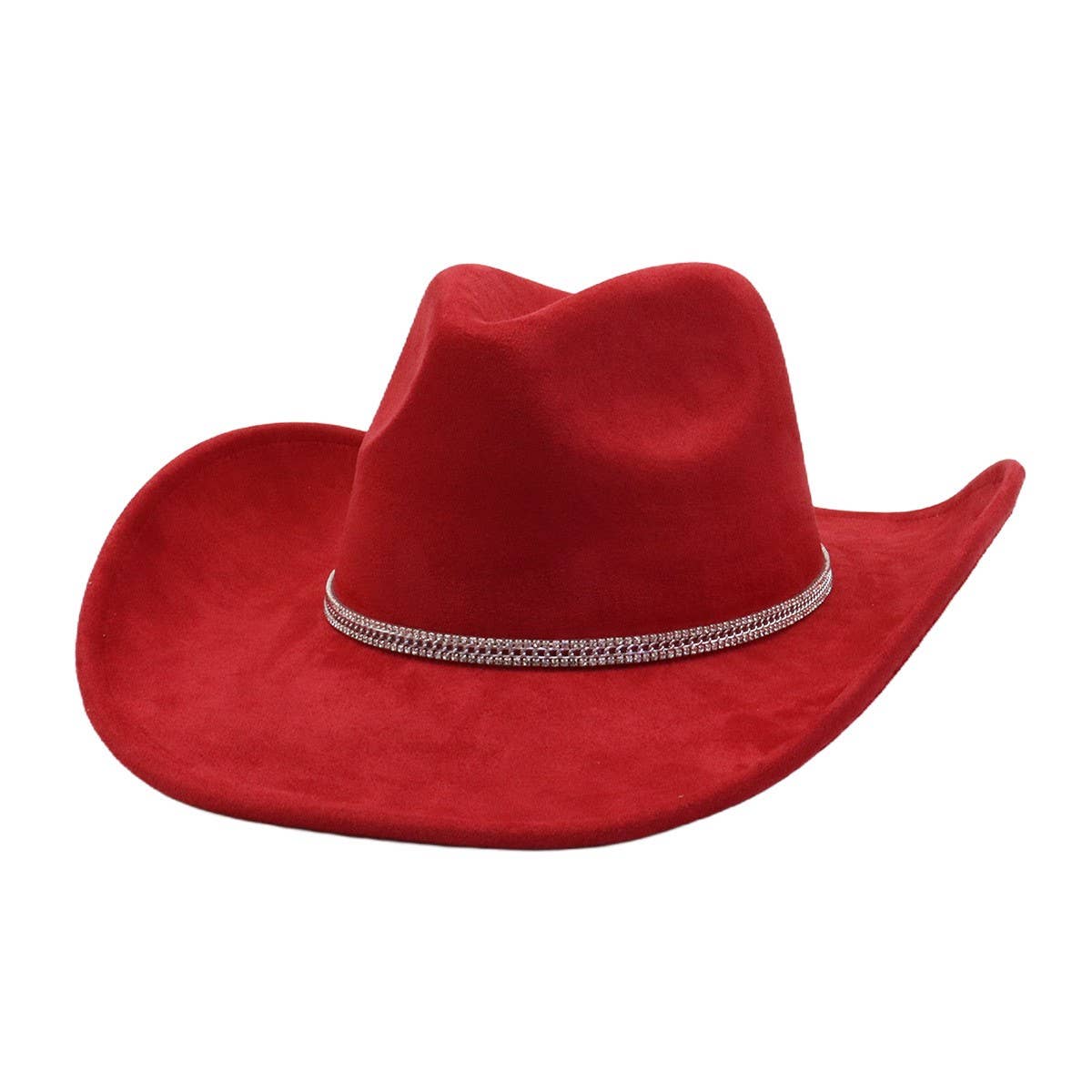 Suede Denim Cowboy Fedora Hat Western Ethnic Style_CWAH04394