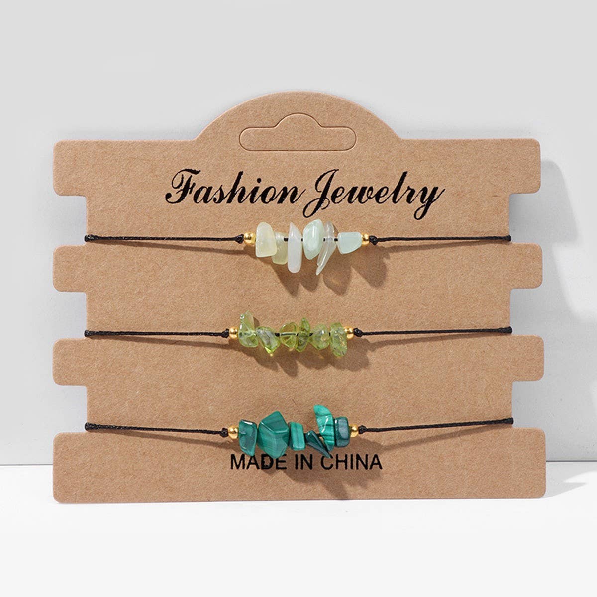 CRUSHED STONE TRIO BRAIDED BRACELET