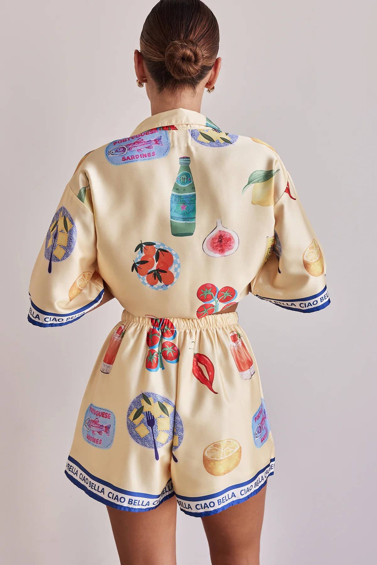 Cartoon short-sleeved cardigan and shorts set