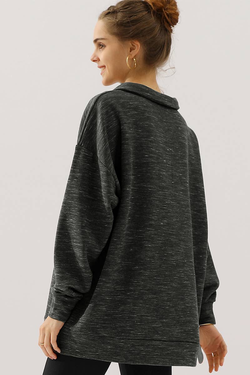 CWOHOL431_Zip Neck Lightweight Pullover Sweatshirt