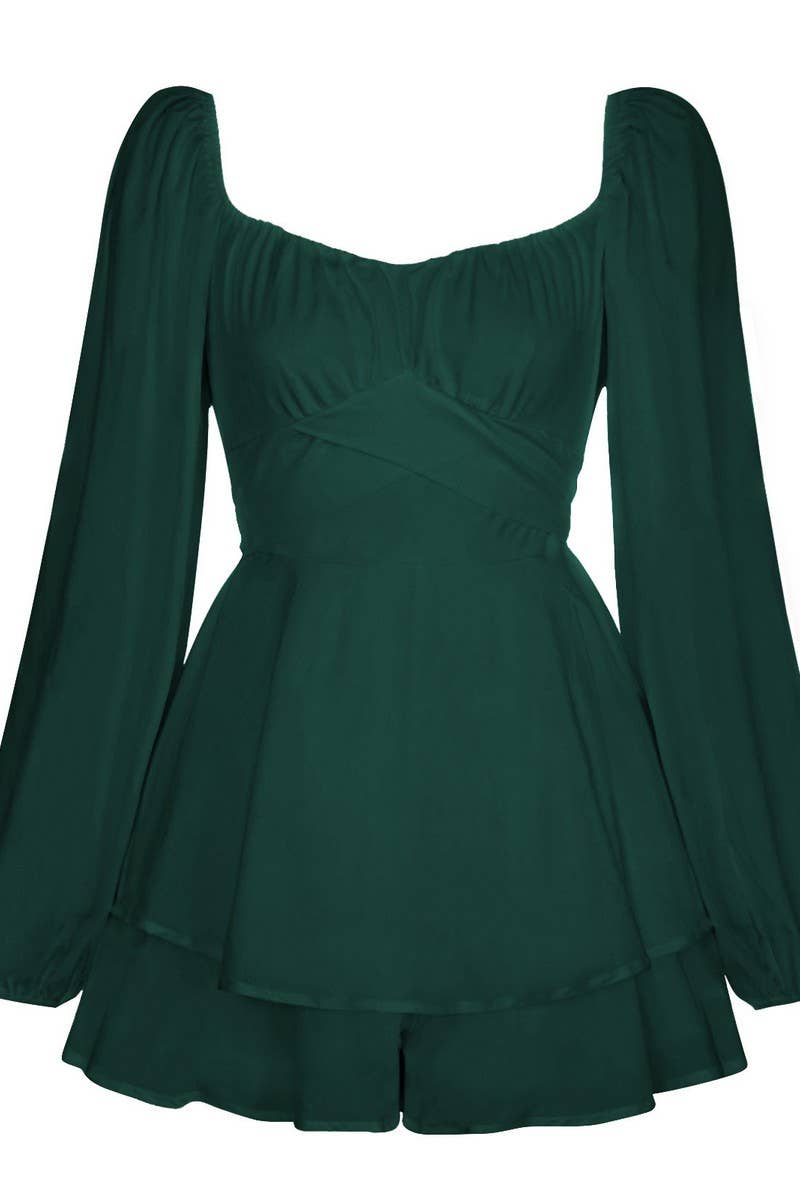 CWSBSL0169_SOLID COLOR FASHIONABLE RUFFLED CASUAL JUMPSUIT