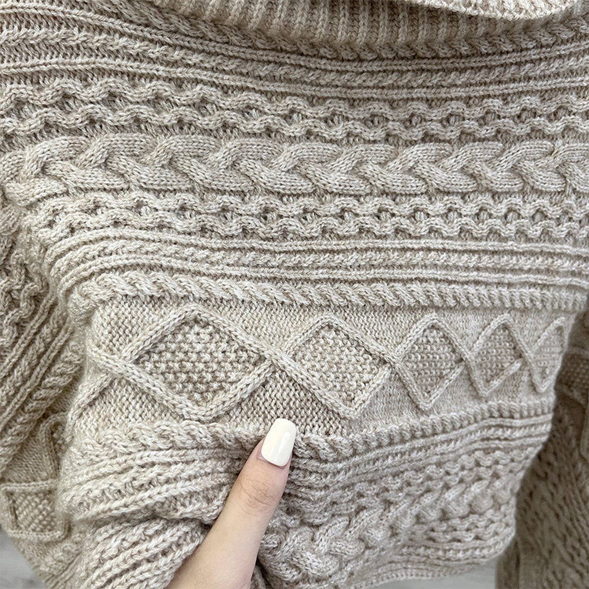 CWASC03126_KNITTED HIGH NECK PONCHO SHAWL FOR WOMEN