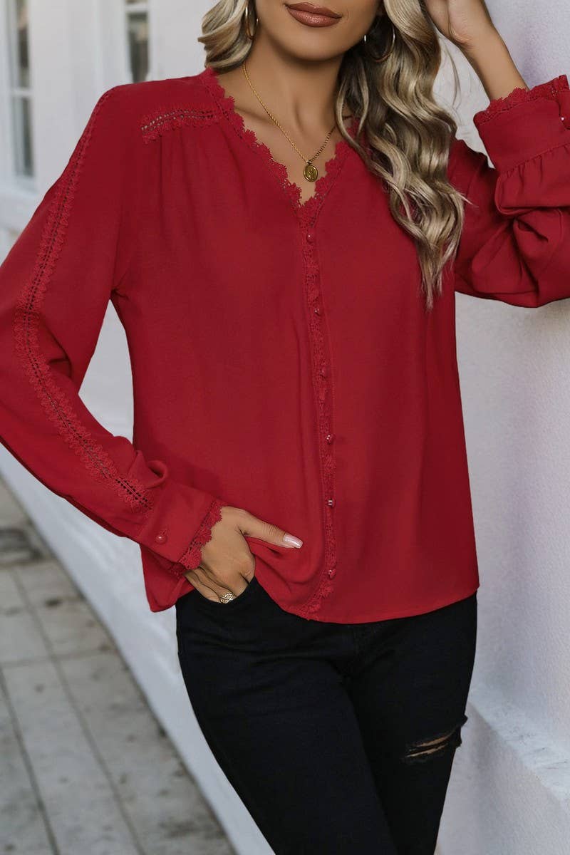 CWTBLL00728_V-NECK COMMUTER LONG-SLEEVED SHIRT