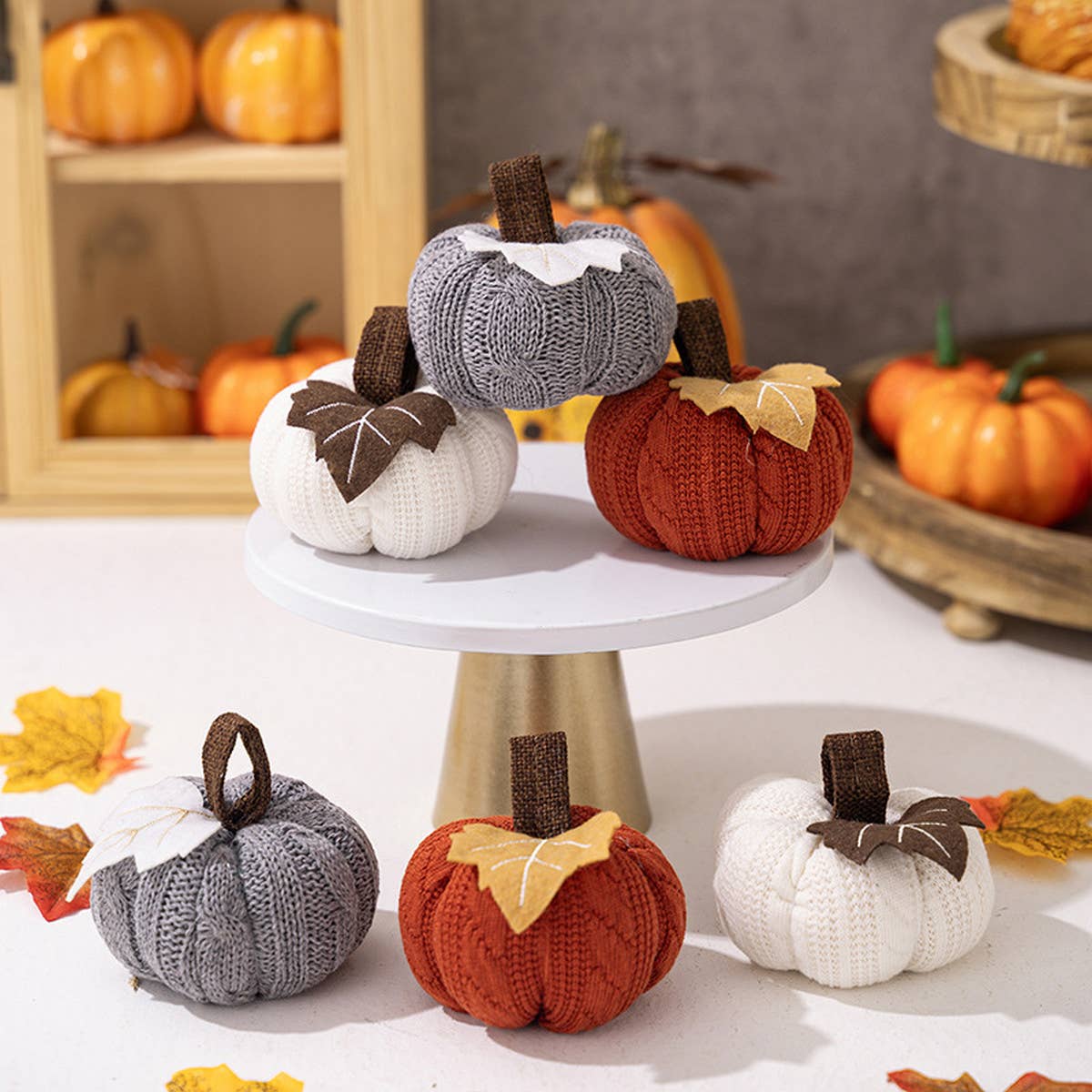 THANKSGIVING KNITTED ORANGE PUMPKIN PENDANT