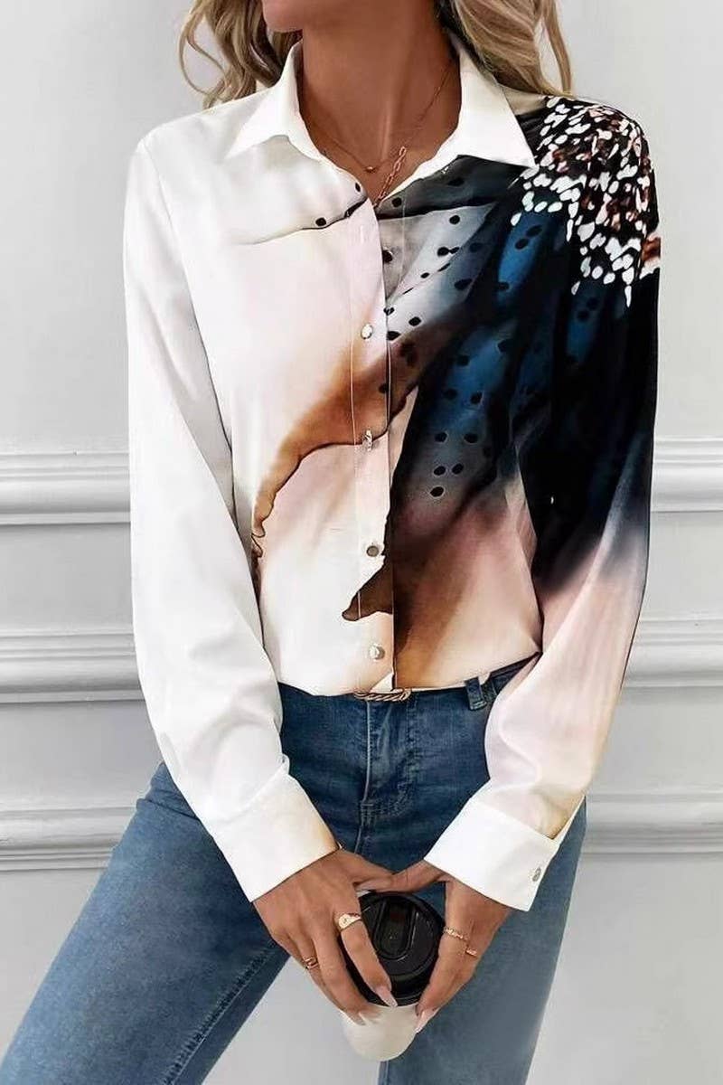 CWTBLL3872_FASHION PRINTED LONG SLEEVE BLOUSE