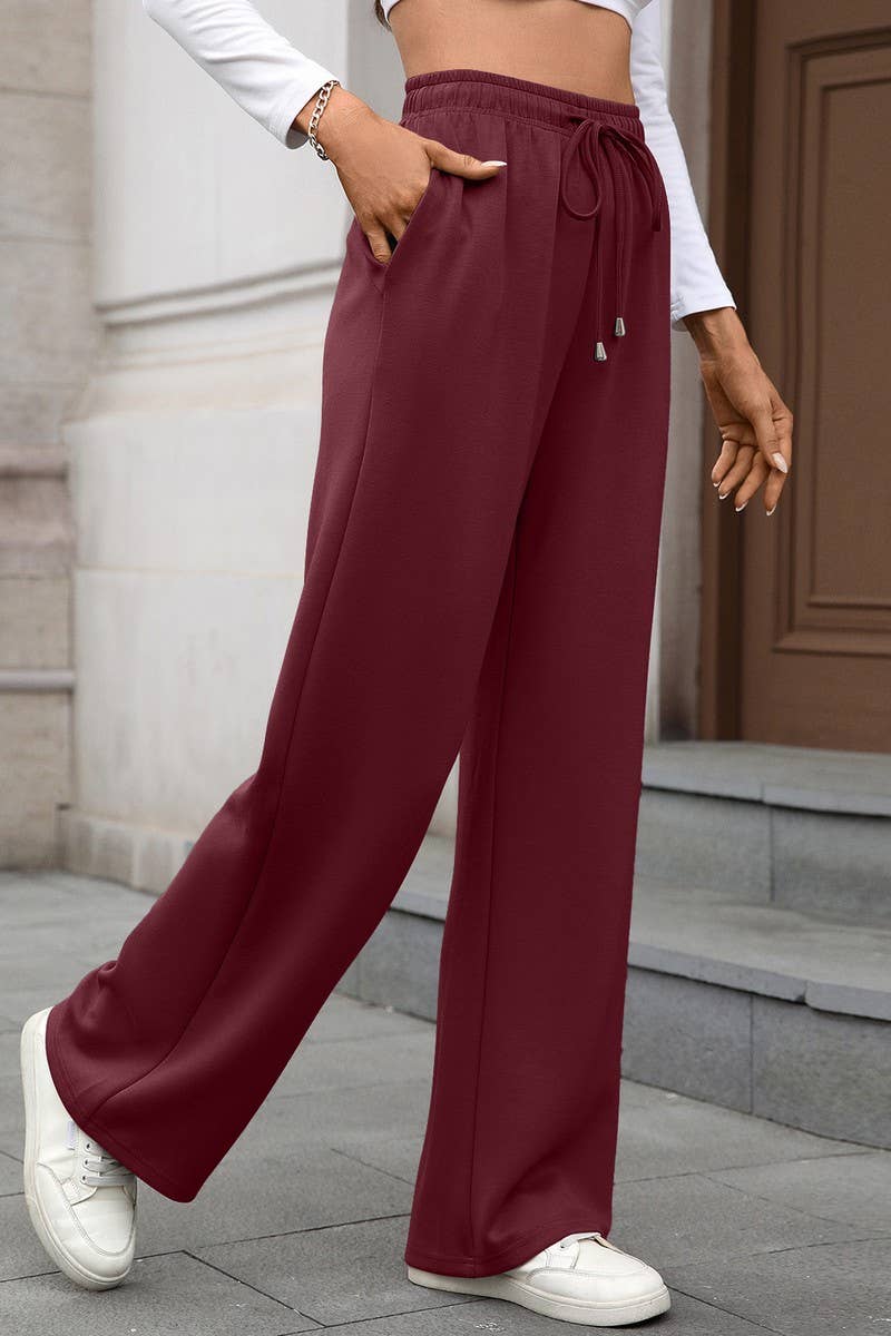 CWBLP01089_DRAWSTRING CASUAL LOOSE STRAIGHT-LEG TROUSERS