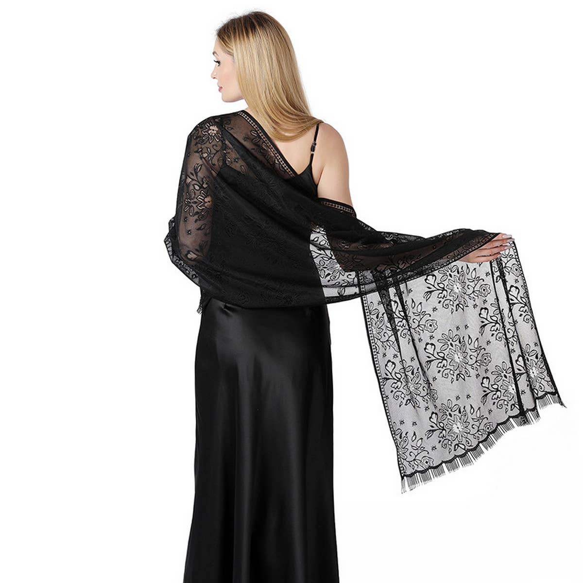 Floral Lace Tie-Dye Shawl ? Bridal Evening Wrap