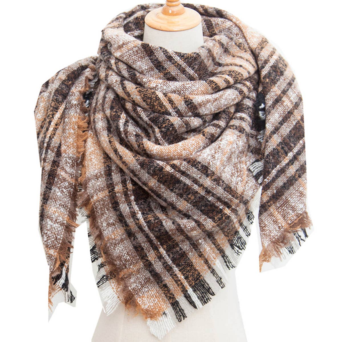 New Large Plaid Triangle Scarf - Spring to Winter