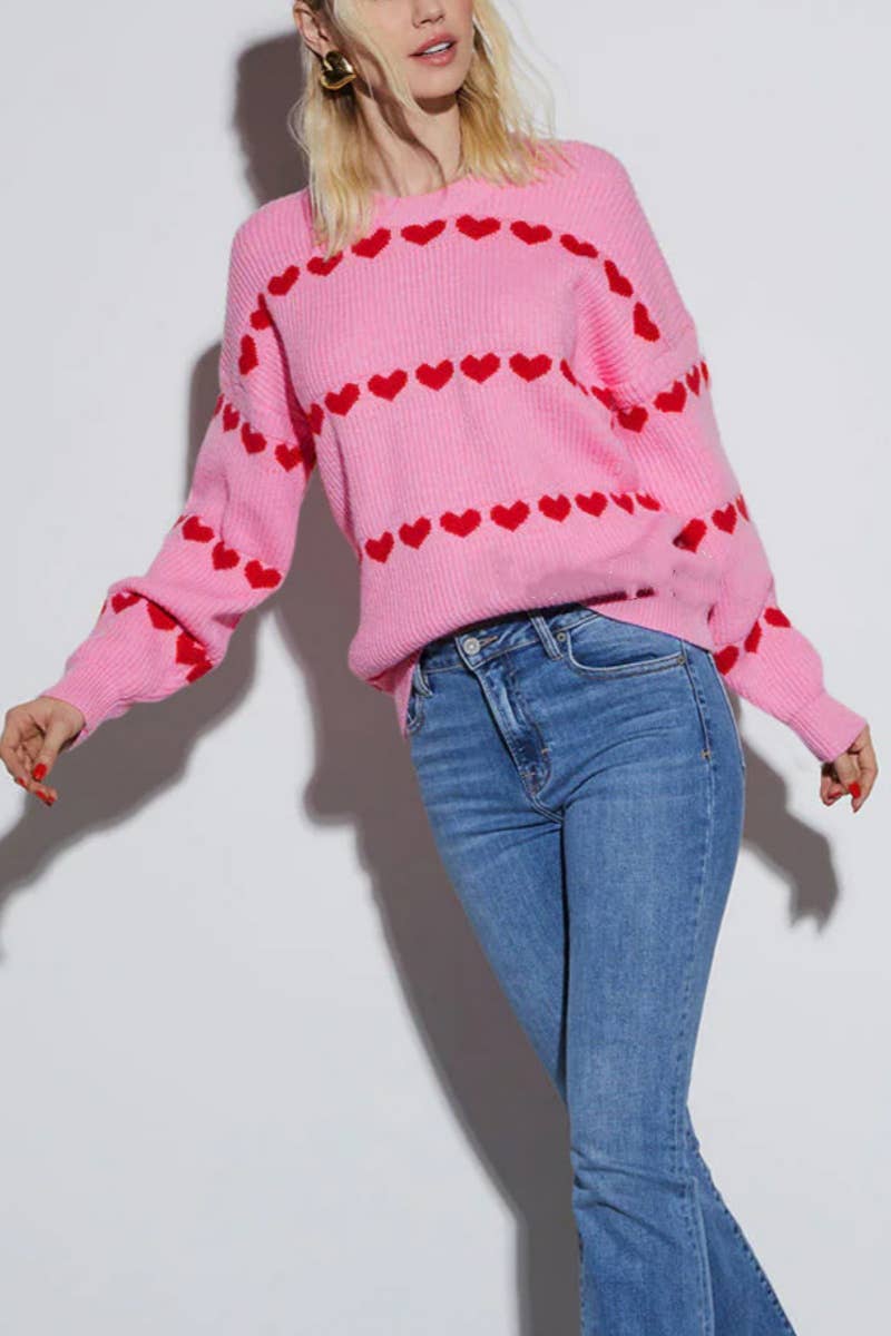CWOSWL5881_FASHION KNIT LOVE LONG-SLEEVED SWEATER