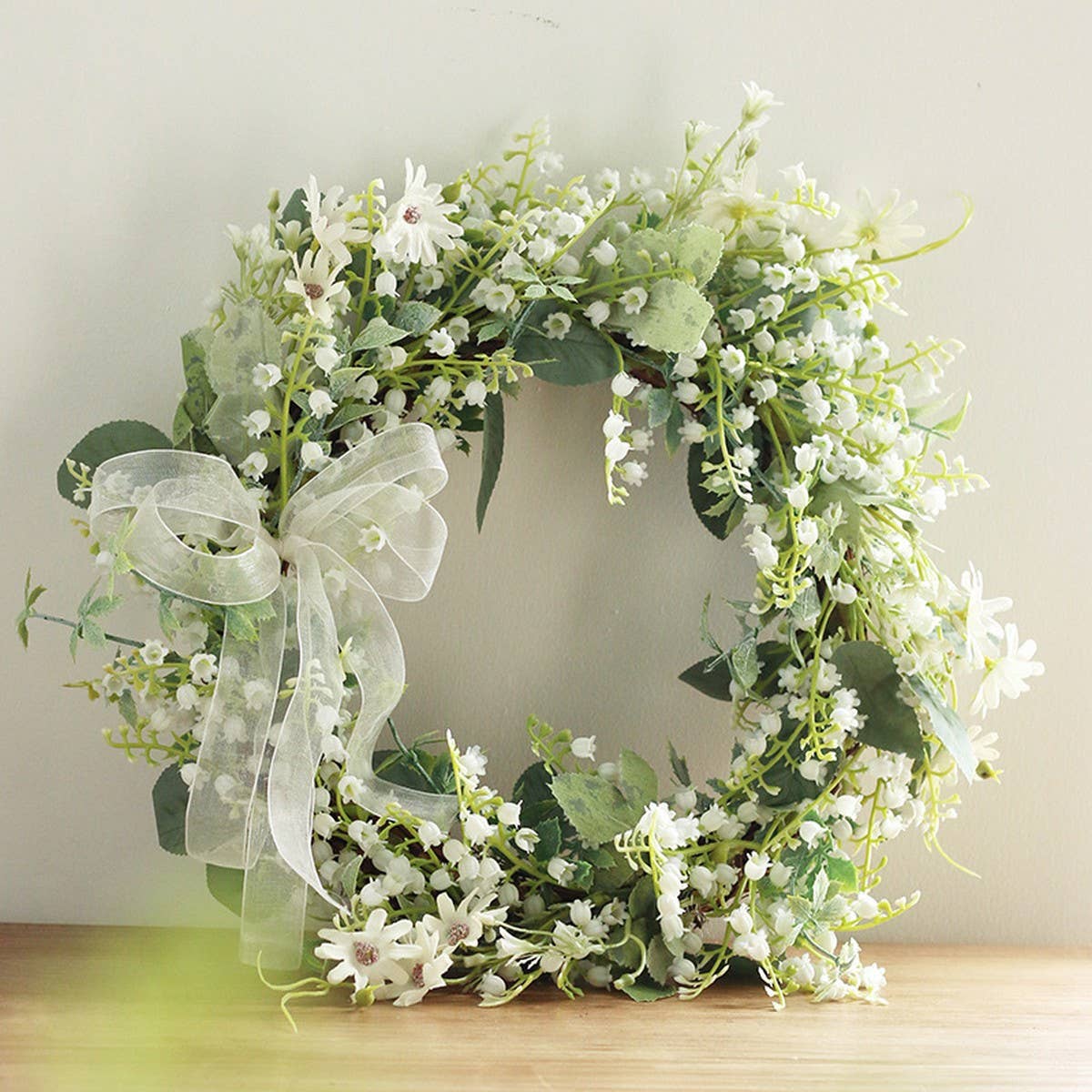Spring Artificial Bellflower Bow Wreath Decor_CWAJE05383