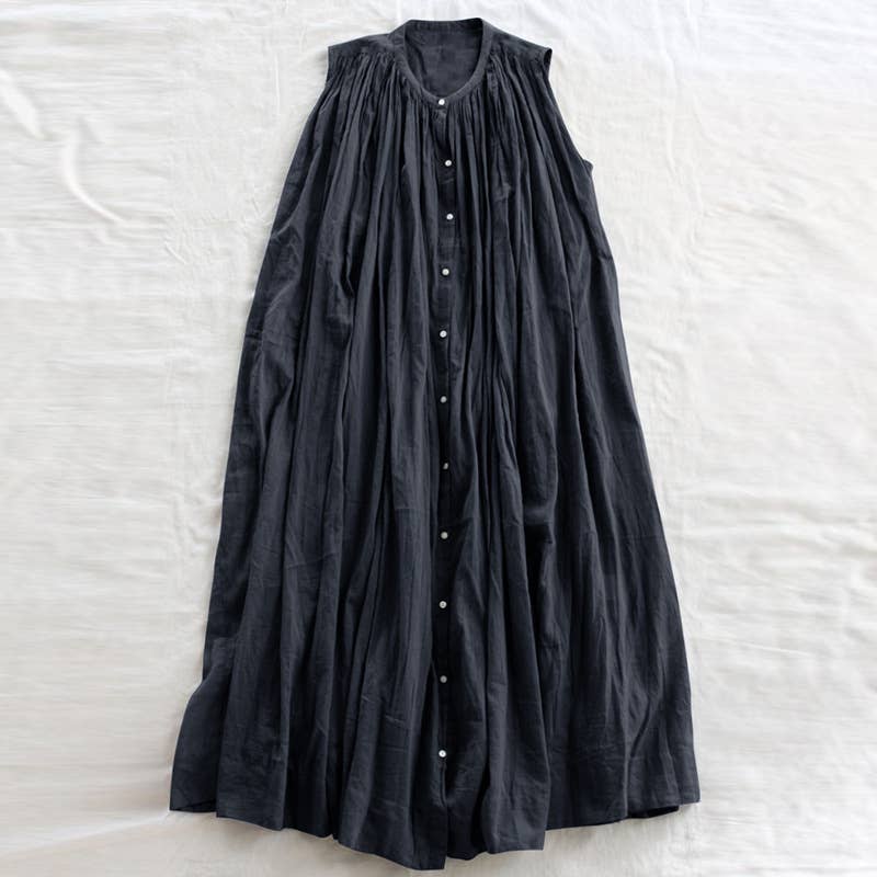 COTTON ART LOOSE PLEAT DRESS WITH LARGE SWING