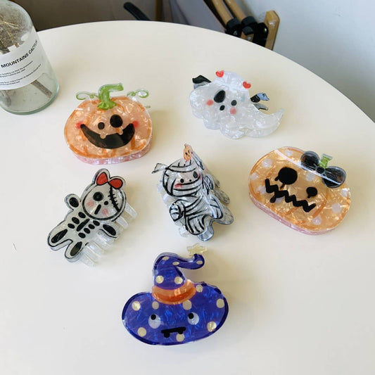 HALLOWEEN PUMPKIN BAT GHOST SKULL CLAW HAIR CLIP
