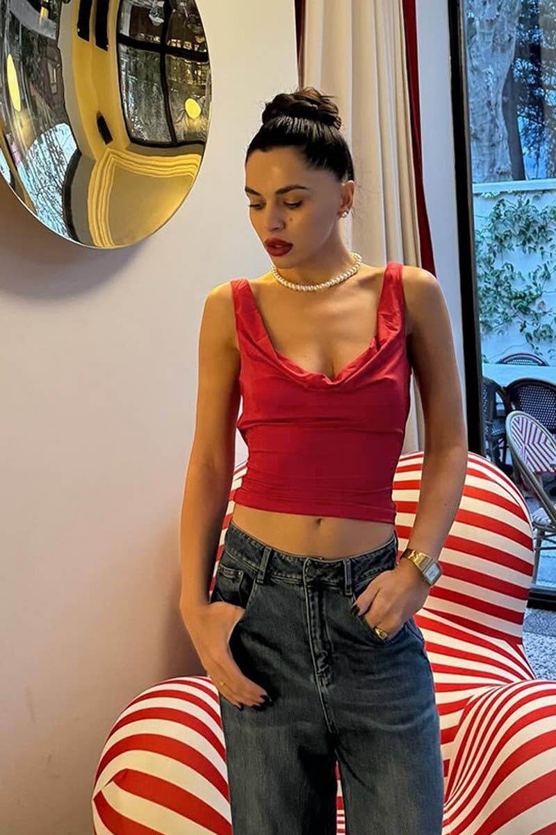 CWTTK0880_CHAIN STRAP BACKLESS RUCHED CROP TOP