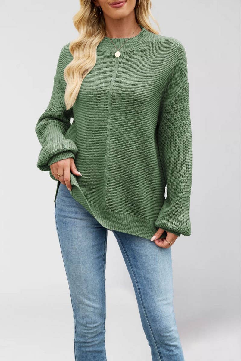 CWOSWL7022_SOLID COLOR HALF TURTLENECK PULLOVER SWEATER