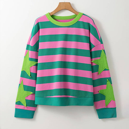 CONTRASTING COLORS STRIPED PATCHWORK HOODIE