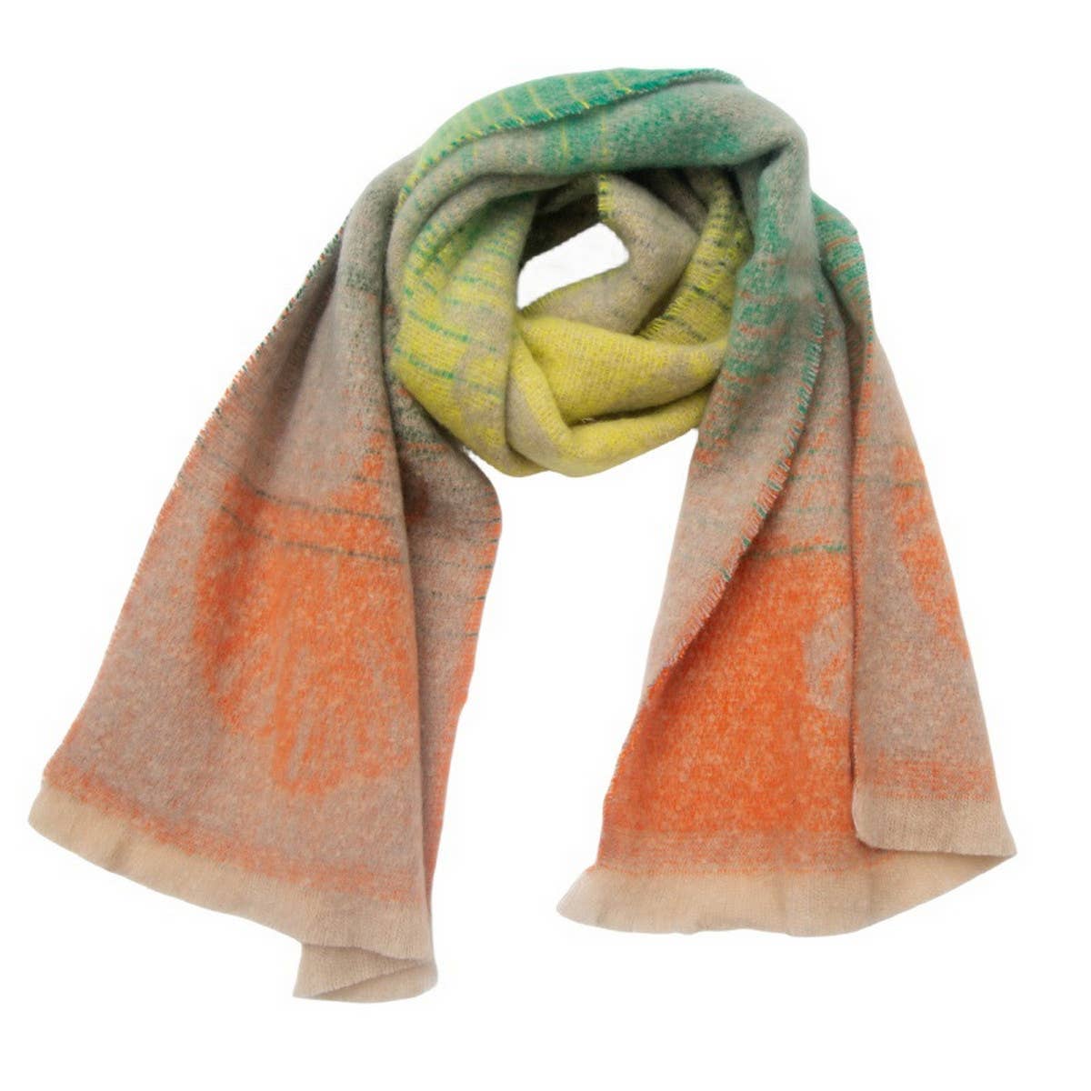Ginkgo Jacquard Scarf ? Loop Yarn Fringe Winter