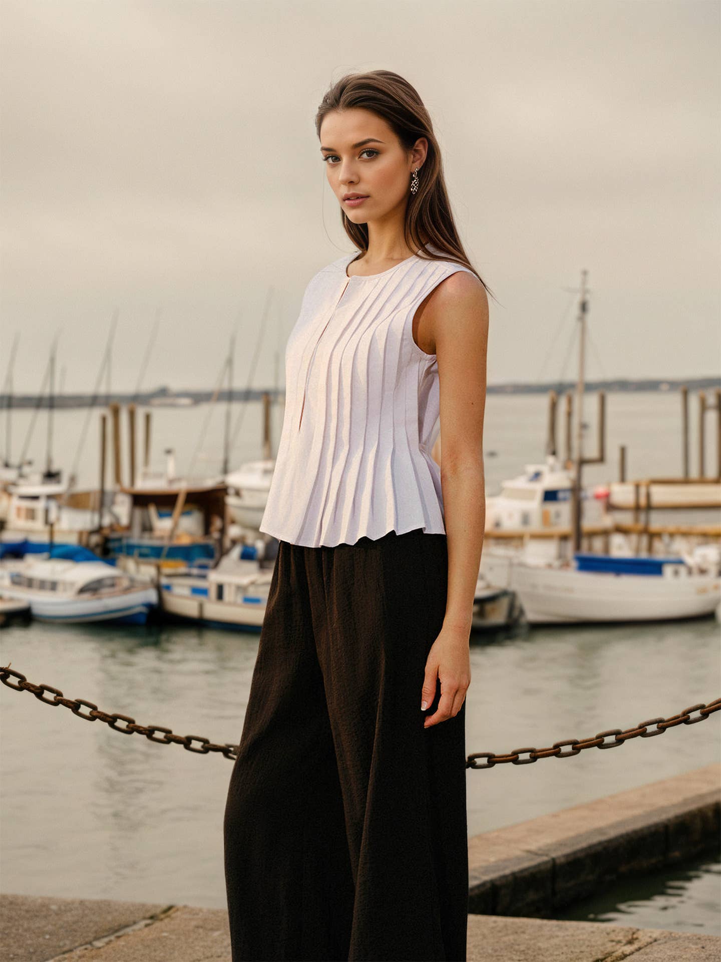 Fashionable solid-color textured vest