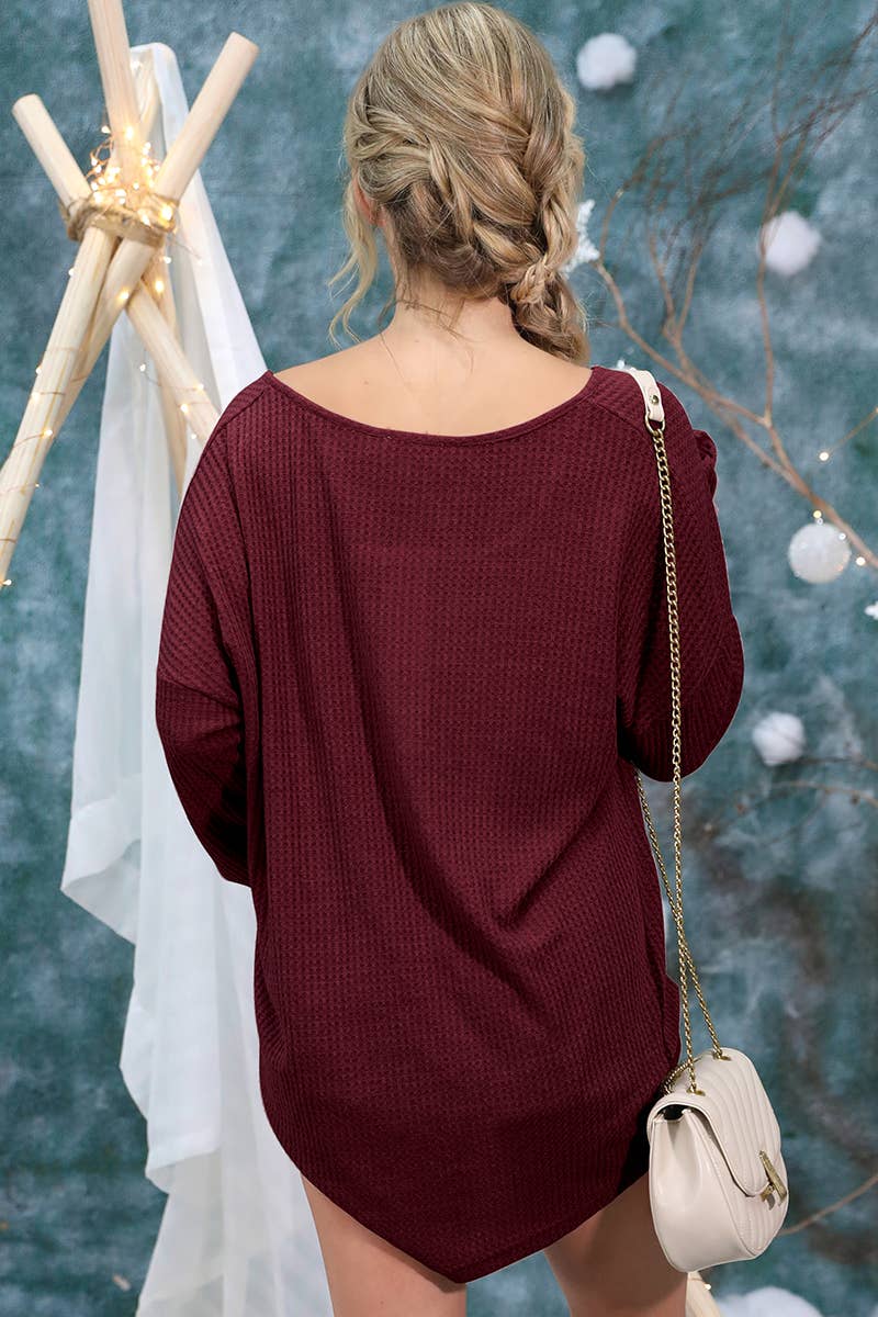 CWTTL1402_Round Neck Casual Long Sleeved Top