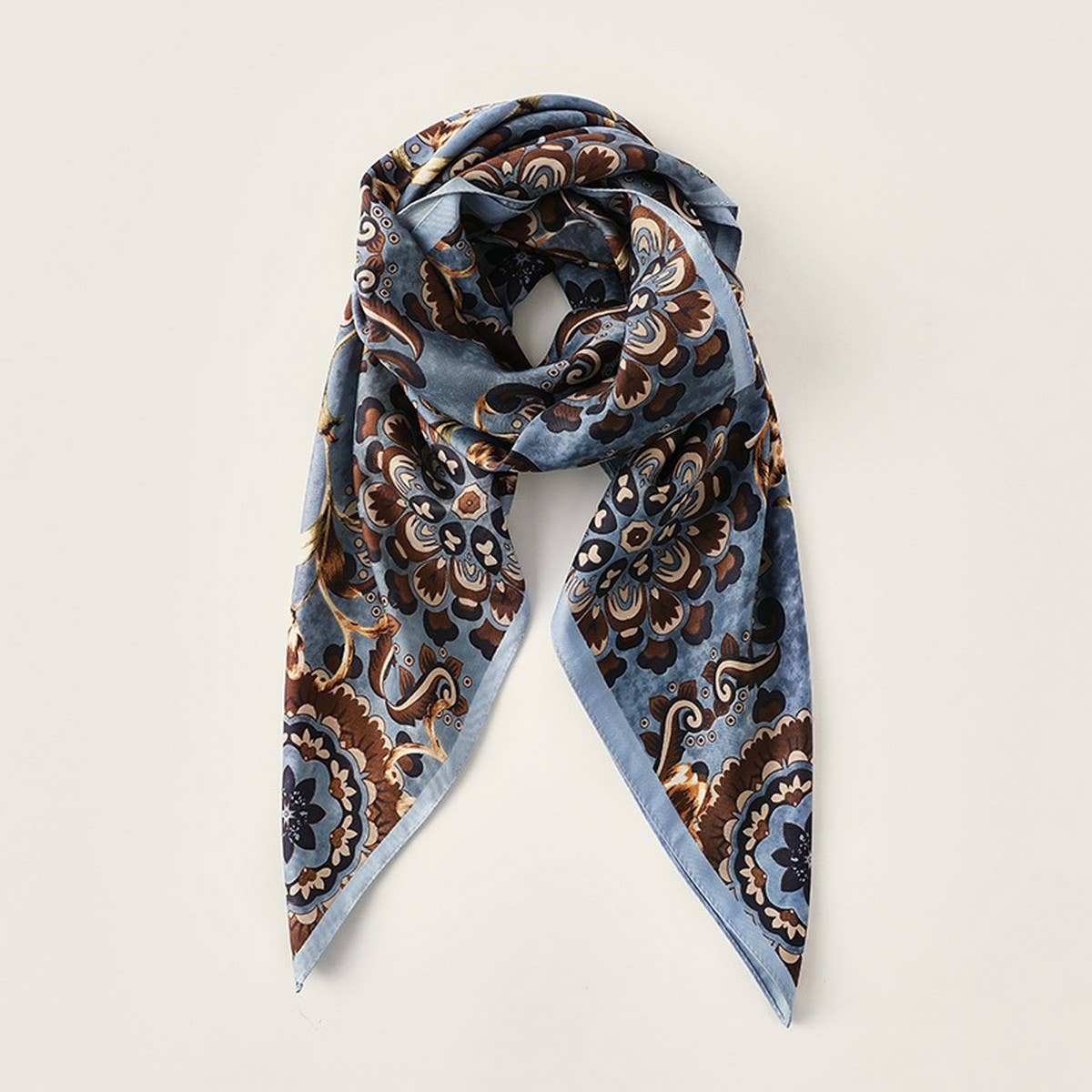 FLOWER PRINT SMALL NECK SILK SCARF SQUARE SCARVES
