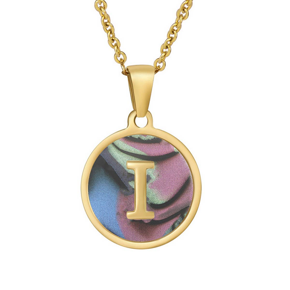 CIRCULAR SHELL ENGLISH LETTER PENDANT NECKLACE