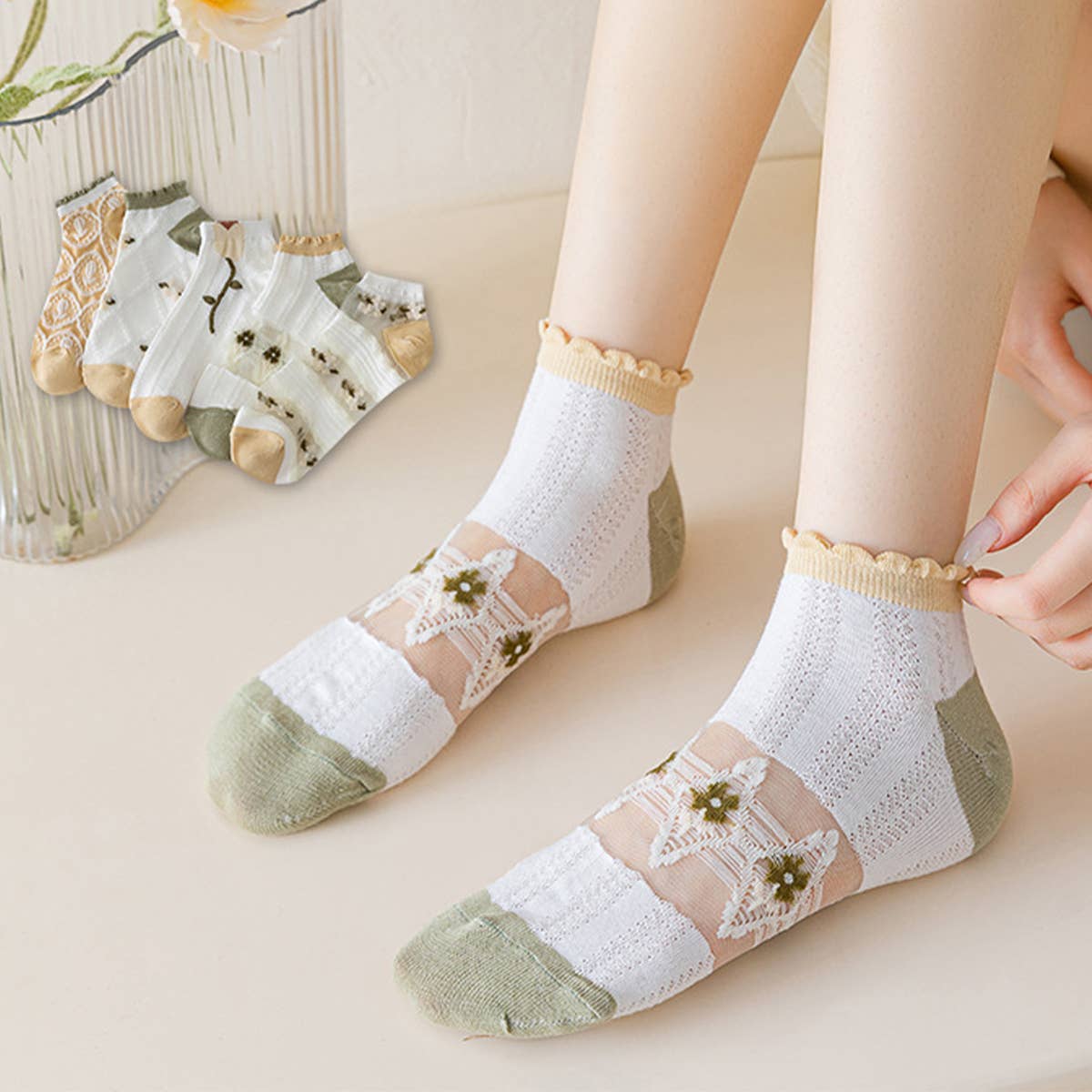 SUMMER THIN LACE INVISIBLE BOAT SOCKS