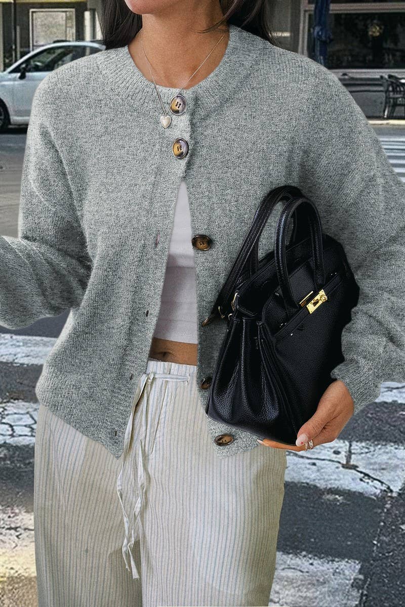 CWOCO00194_CASUAL SIMPLE BUTTON LONG SLEEVE KNIT CARDIGAN