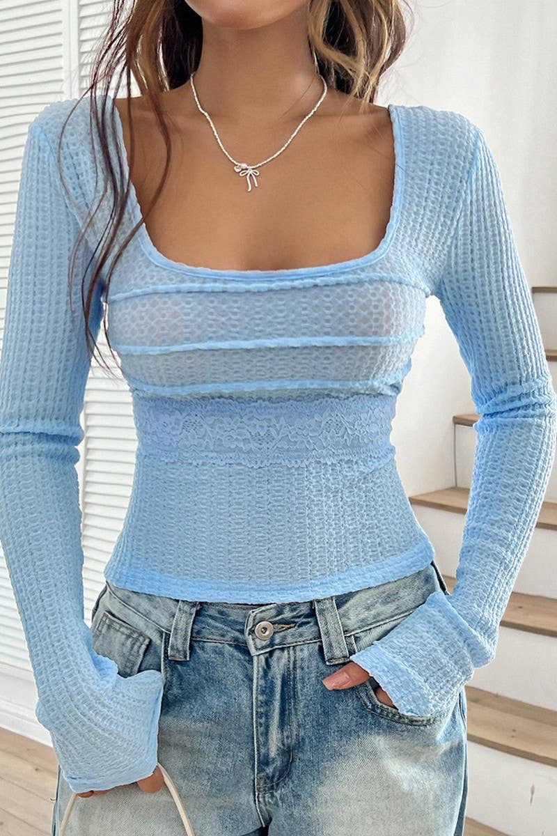 CWTBLL3596_SLIM FIT SOLID COLOR BOW TIE LONG SLEEVE T-SHIRT