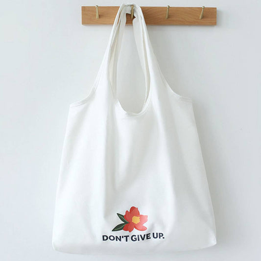 Floral Cotton Canvas Tote Bag with Wide Strap_CWAB5657