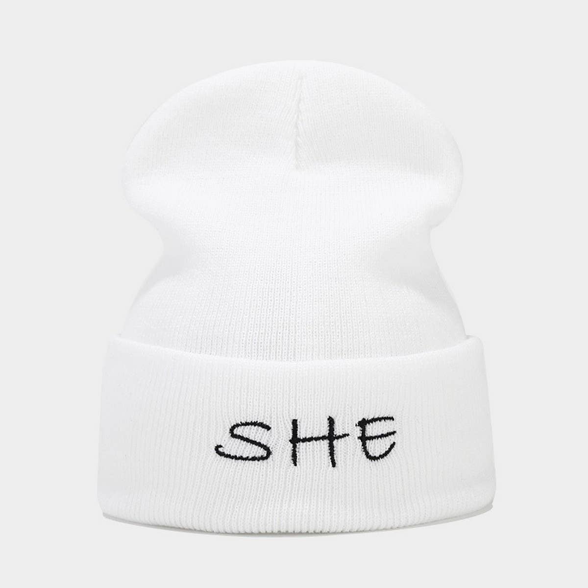 MOM  DAD COUPLE KNITTED HAT WITH LETTER EMBROIDERY_CWAH2071