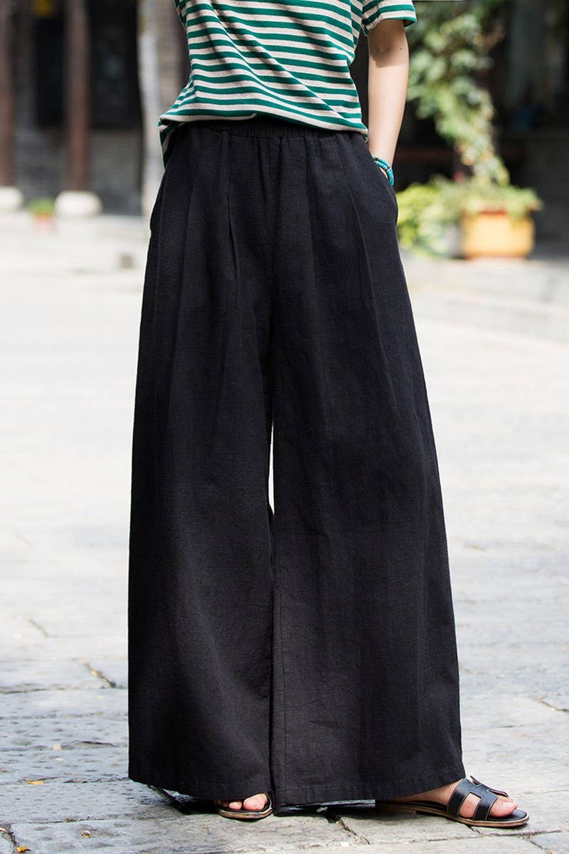 CWBLP1378_LINEN AND COTTON SAND-WASHED WIDE-LEG PANTS