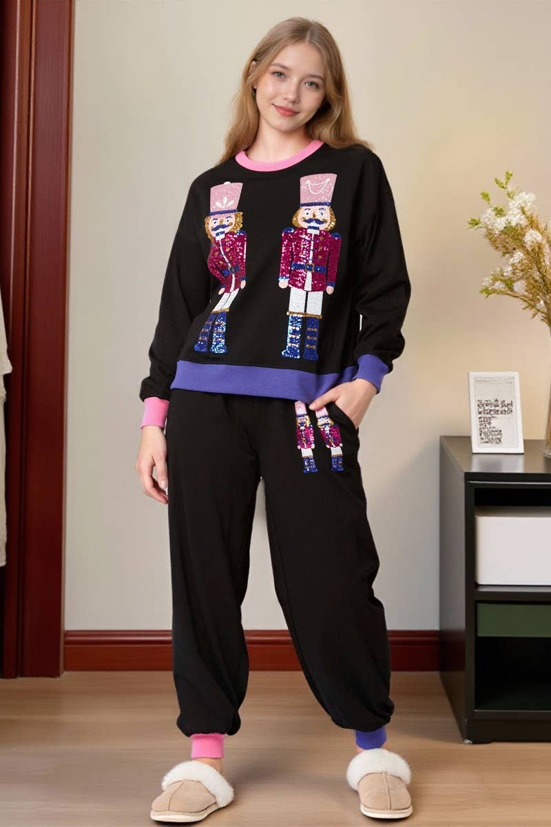 CWSTB00496_CHRISTMAS SOLDIER SEQUINED SWEATSHIRT SET