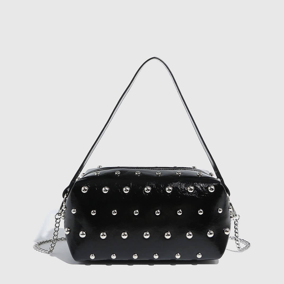 Mushroom Studded Tote & Bowling Shoulder Bag_CWAB5712