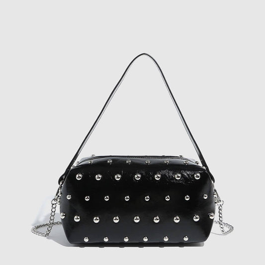 Mushroom Studded Tote & Bowling Shoulder Bag_CWAB5712