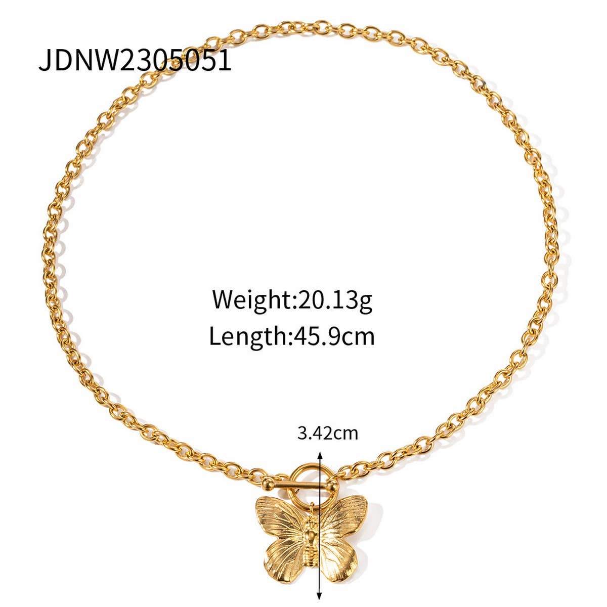 Stylish 18KGold Double Round Butterfly Open Bangle_CWAJE4716
