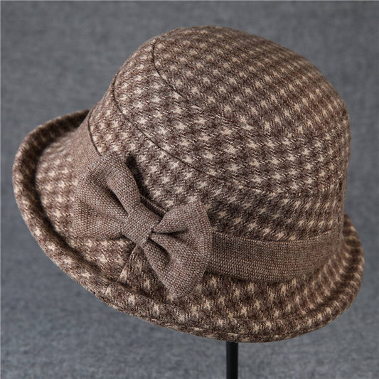 THICKENED WARM CURLED BOW RETRO BUCKET HAT_CWAH1795