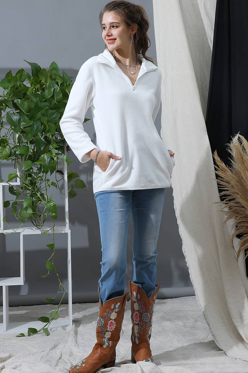 CWTTL1441_Zip Neck Lightweight Pullover Sweatshirt