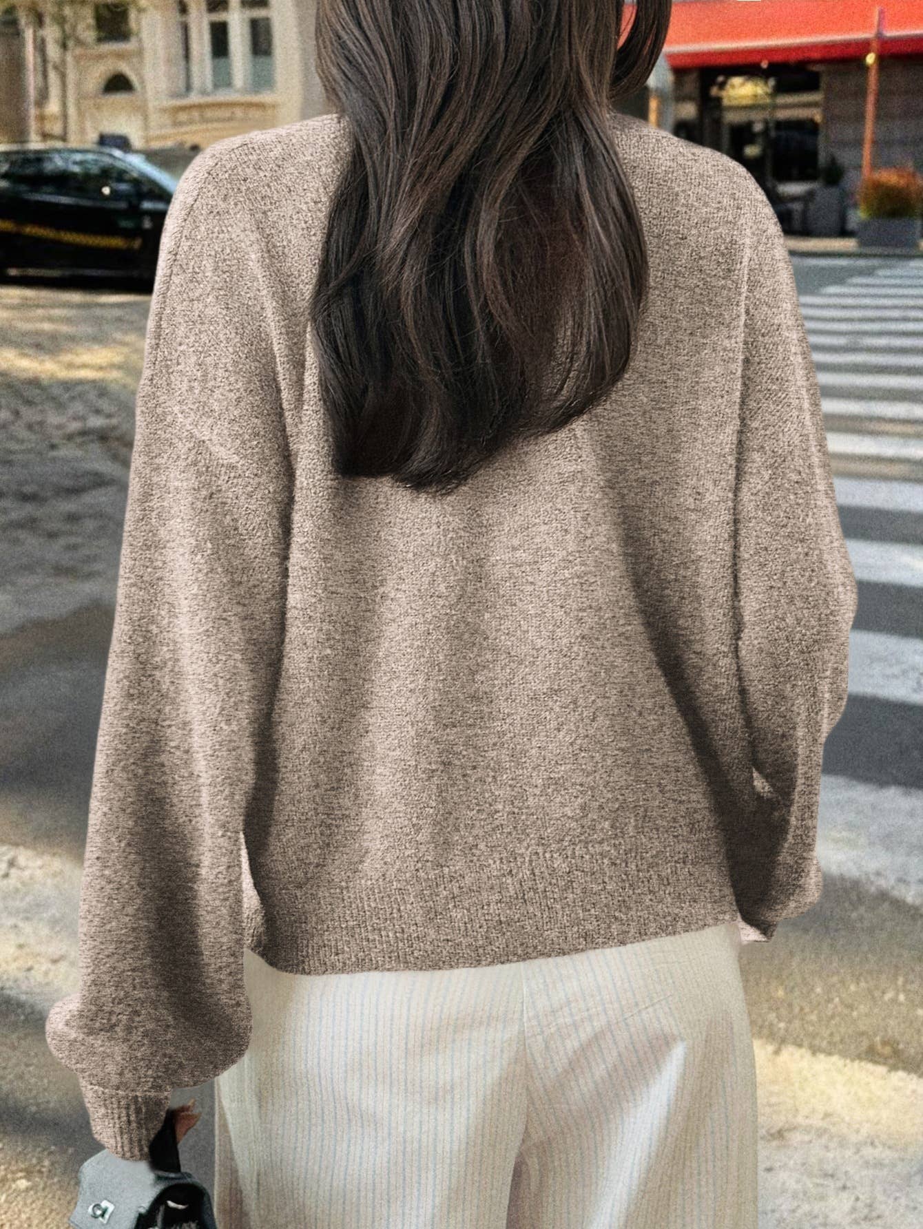 Casual simple button long-sleeved coat sweater