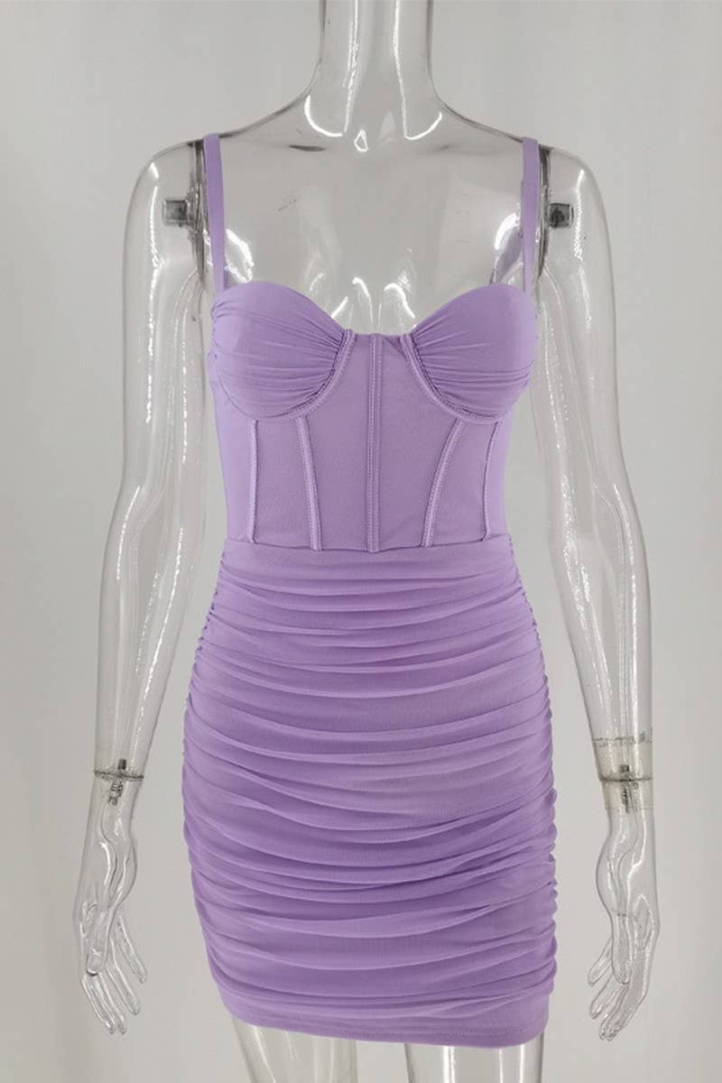 CWDSD10632_MESH BACKLESS BUSTIER SPAGHETTI STRAP DRESS