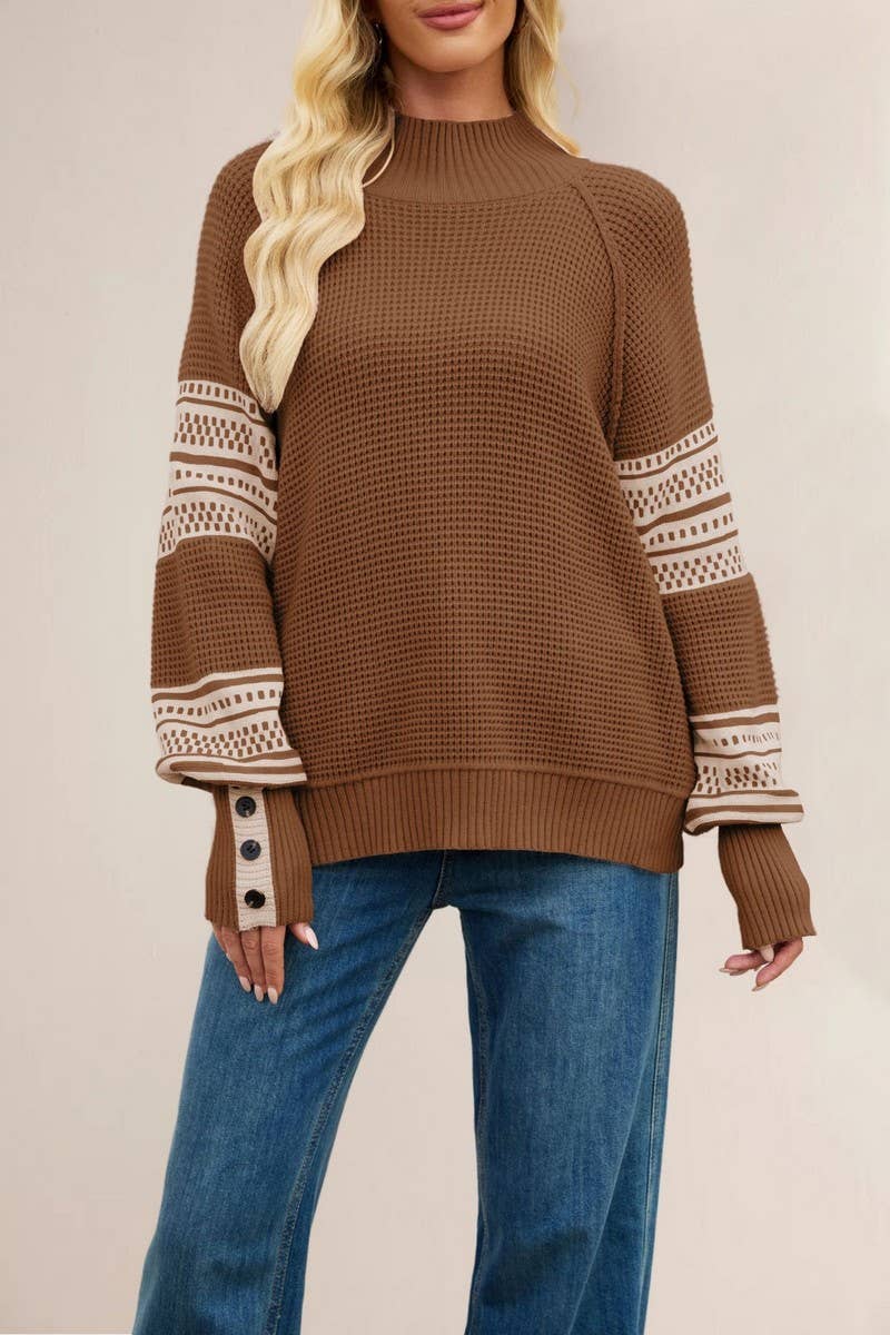 CWOSWL7021_KNITTED COLORBLOCK TURTLENECK SWEATER