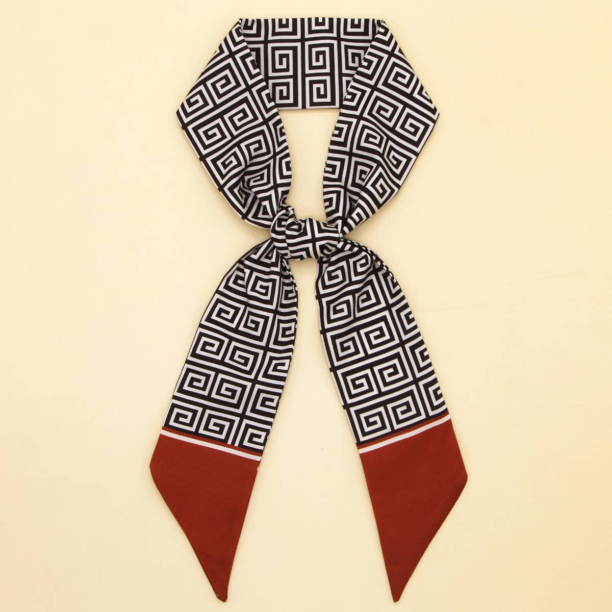 Chic Bowknot Letter Print Skinny Scarf Ribbon_CWASC0099