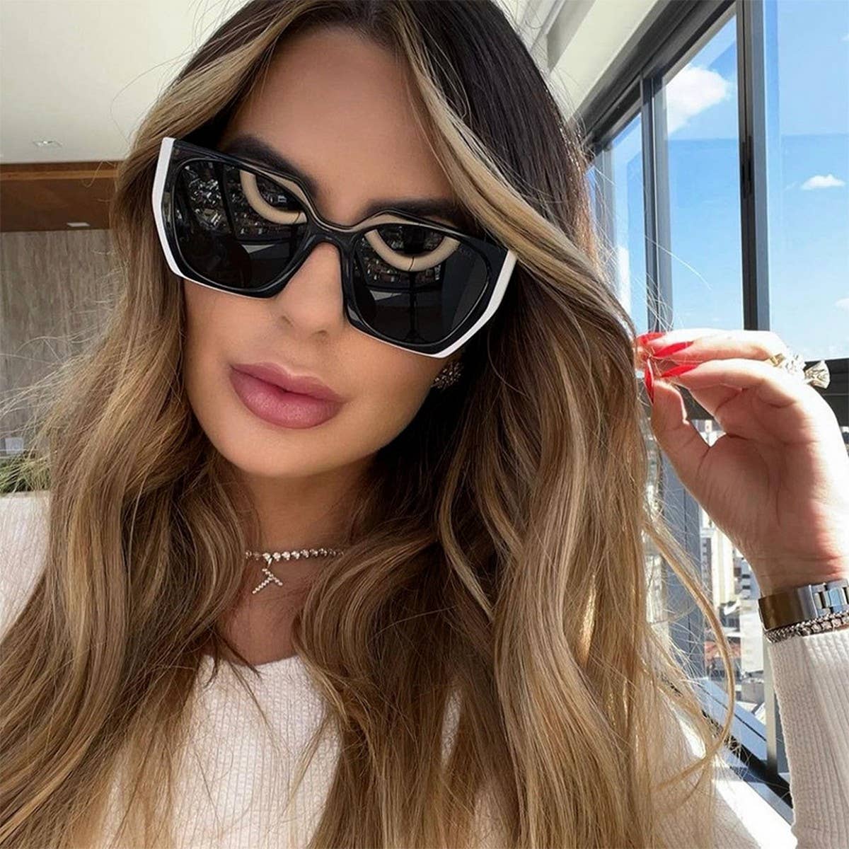 CAT-EYE WIDE TEMPLE UV PROTECTION SUNGLASSES_CWASG0556